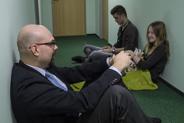 Informal talks in the corridor