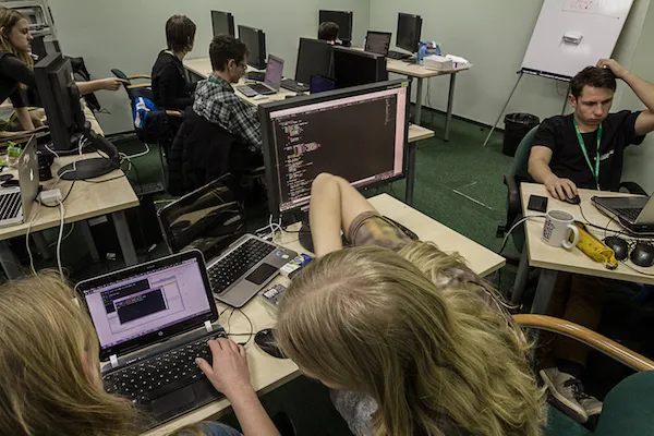 Students working in a lab