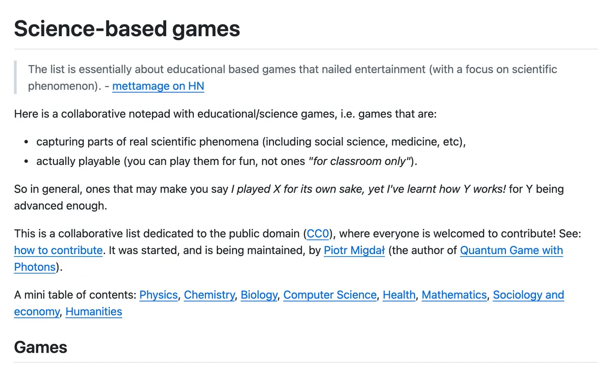 Science-based games